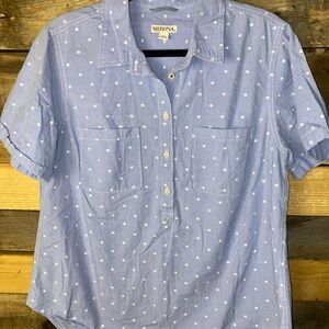 Merona Light Blue Polka Dot Blouse